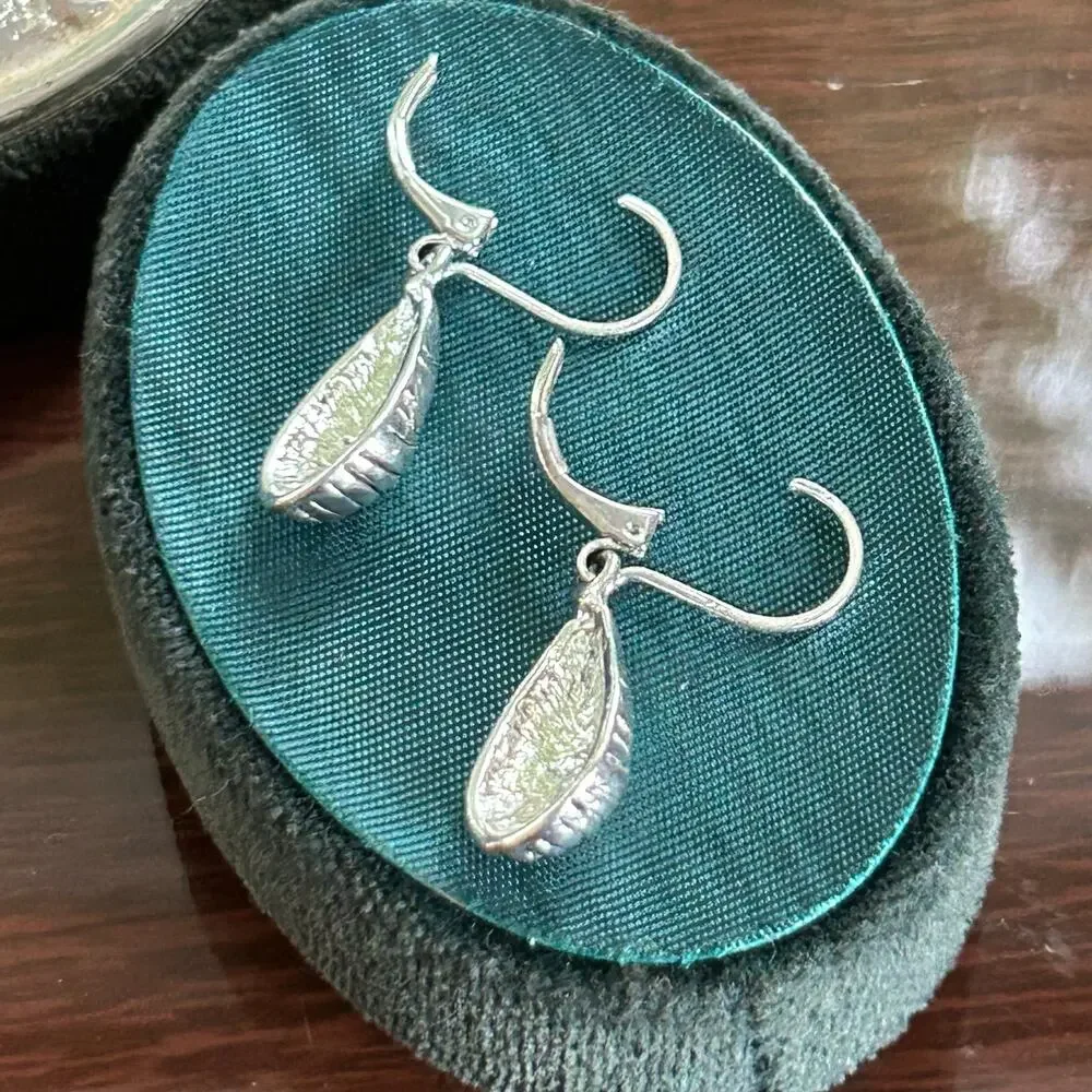 Vintage Sterling Silver 925 Teardrop Dangle Earrings – Textured Drop Design